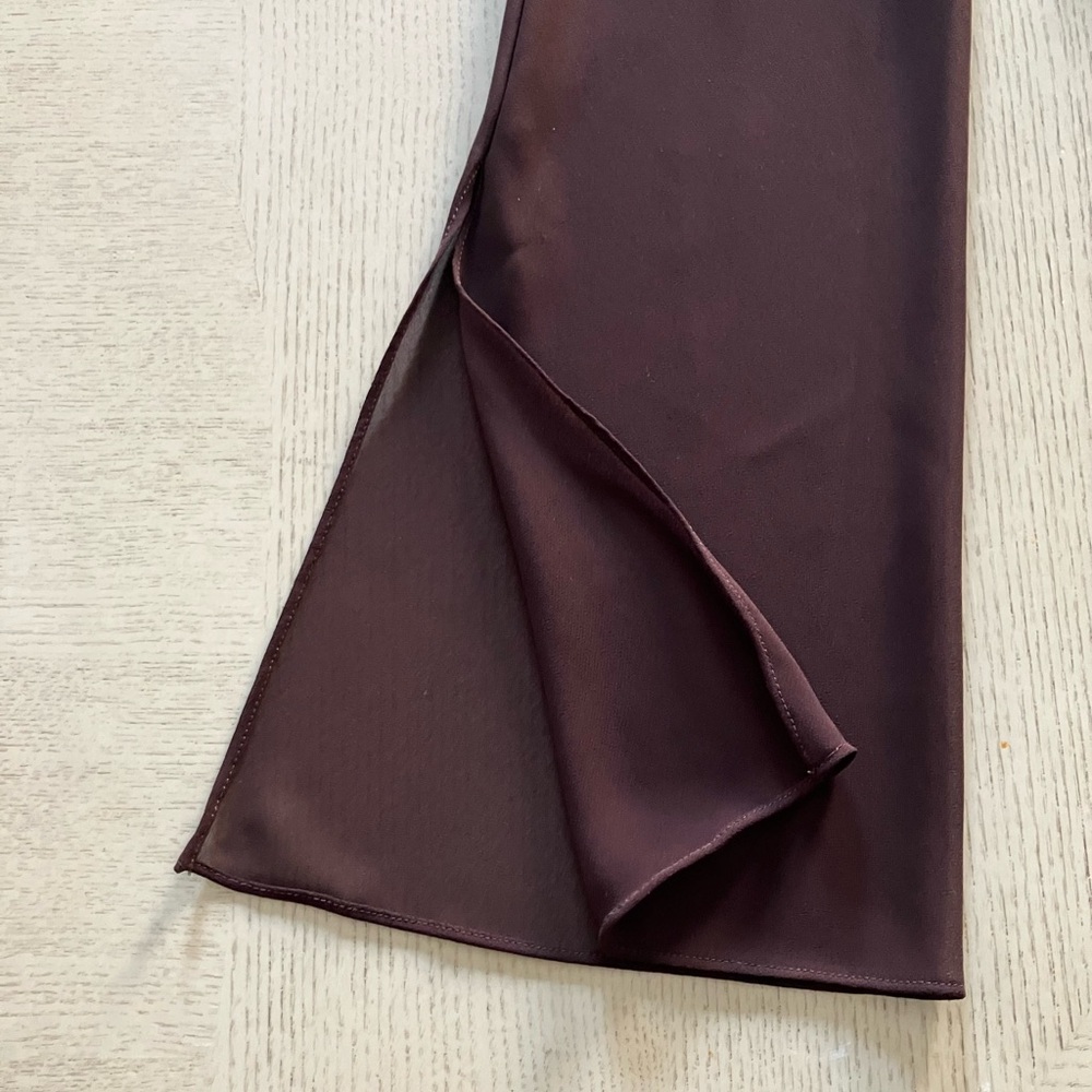 Liz Claiborne Deep Brown V-neck Bell Sleeve Cocktail Midi Dress Size 10 - Picture 6 of 11